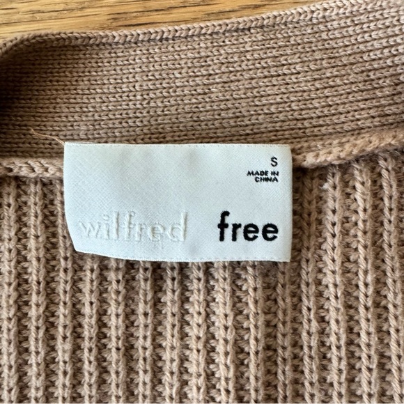 Aritzia Wilfred Free Size Small Rourke Cardigan Sweater Open Knit Ribbed Camel - Picture 7 of 7